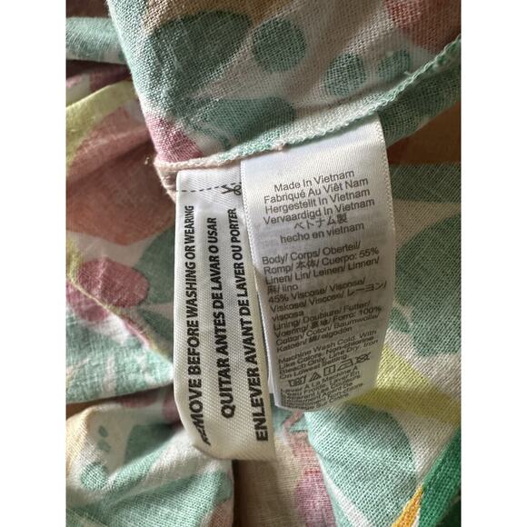 J. Crew Linen Blend Printed Mini Dress A-Line Tiered Floral Fruit Pockets Size 8 - Picture 13 of 16